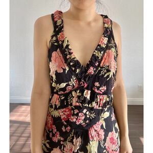 Max & Co black floral silk sheer maxi dress